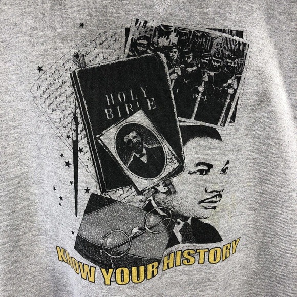 VTG MARTIN LUTHER KING JR SWEATSHIRT ADULT XL DOUBLE SIDED GRAY DISCOLORED - Picture 3 of 15